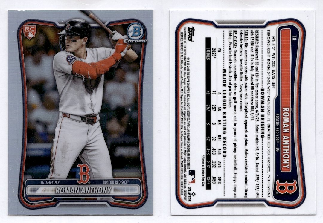 2026 Bowman Chrome Roman Anthony #18 Rookie Red Logo (Boston Red Sox)