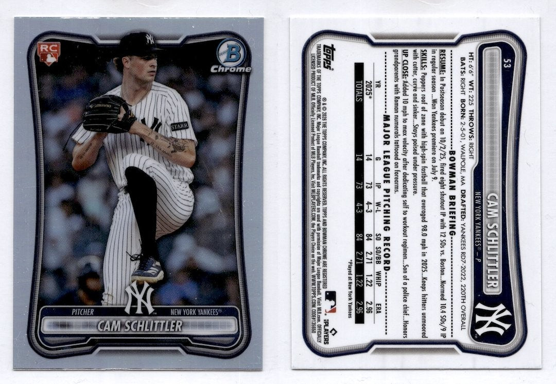 2026 Bowman Chrome Red Rookie Logo #53 Cam Schlittler (New York Yankees)