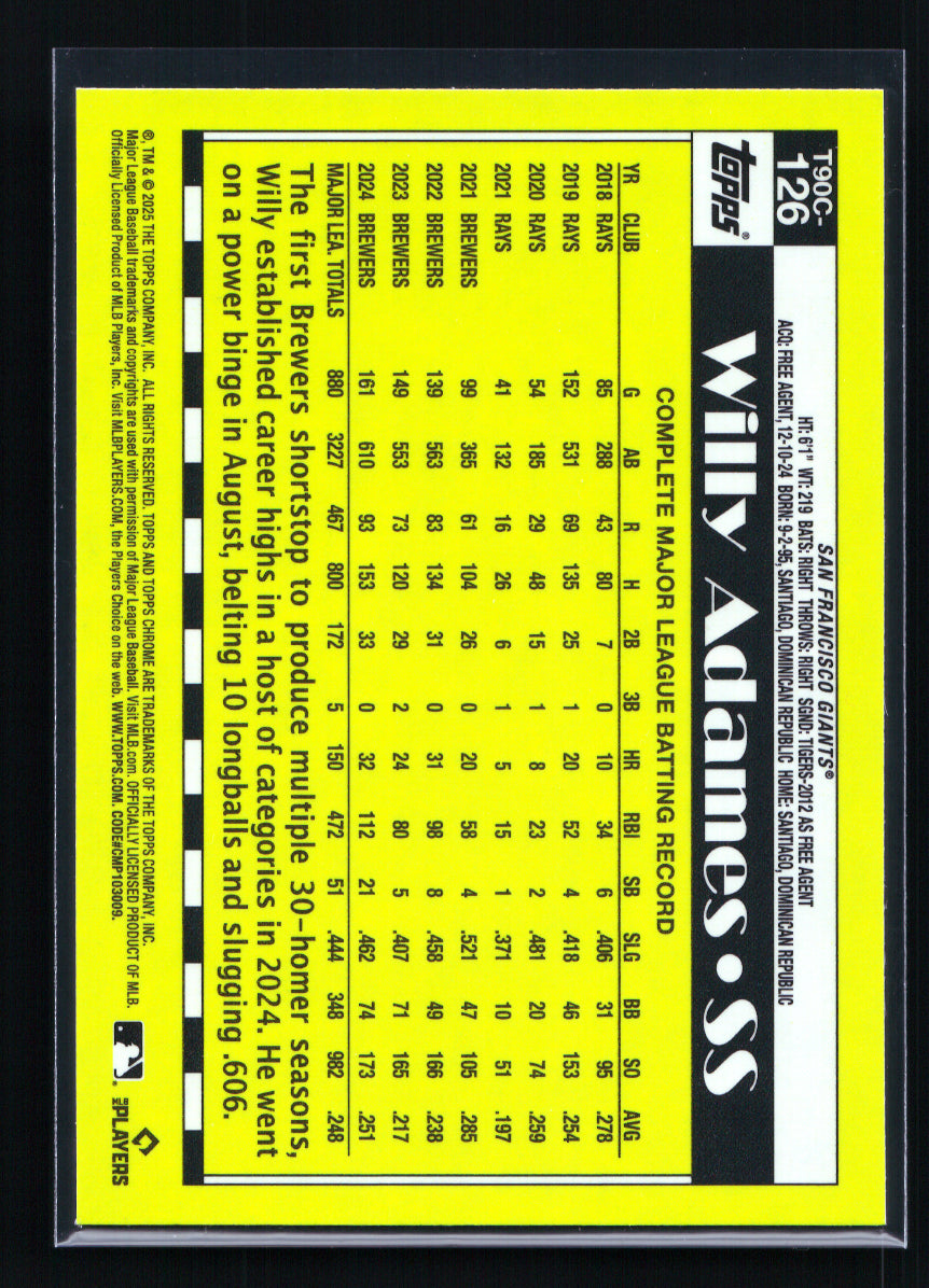2025 Topps '90 Topps Silver Pack Chrome #T90C126 Willy Adames (San Francisco Giants)