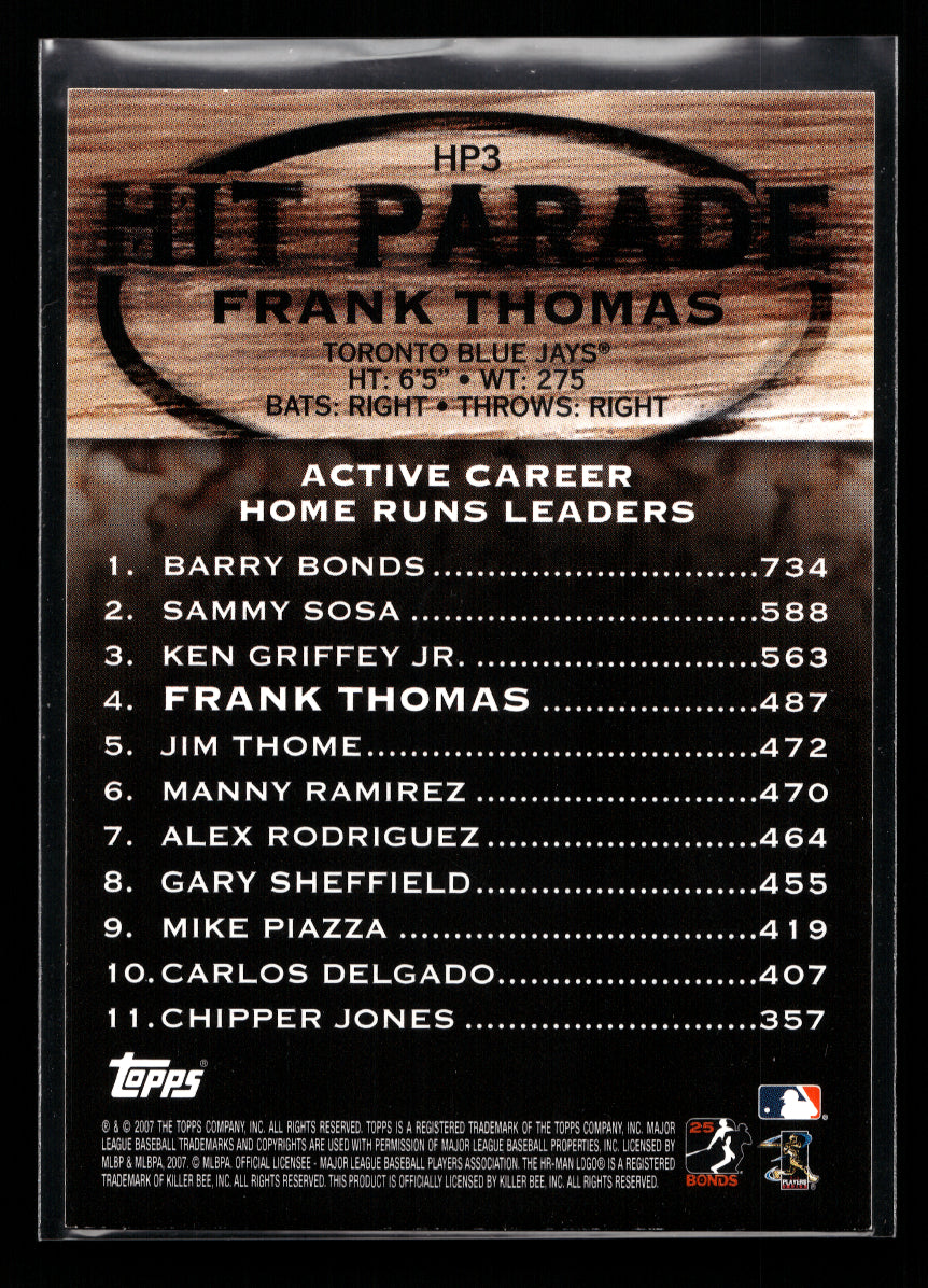 2007 Topps Hit Parade #HP3 Frank Thomas (Toronto Blue Jays)