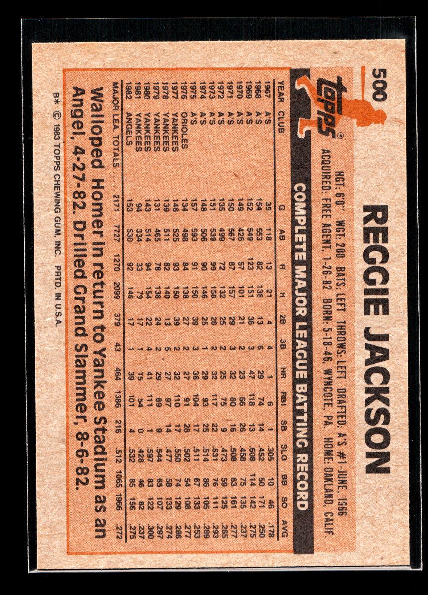 1983 Topps #500 Reggie Jackson (California Angels)