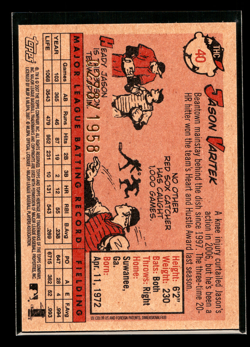 2007 Topps Heritage Chrome #40 Jason Varitek #'d /1958 (Boston Red Sox)