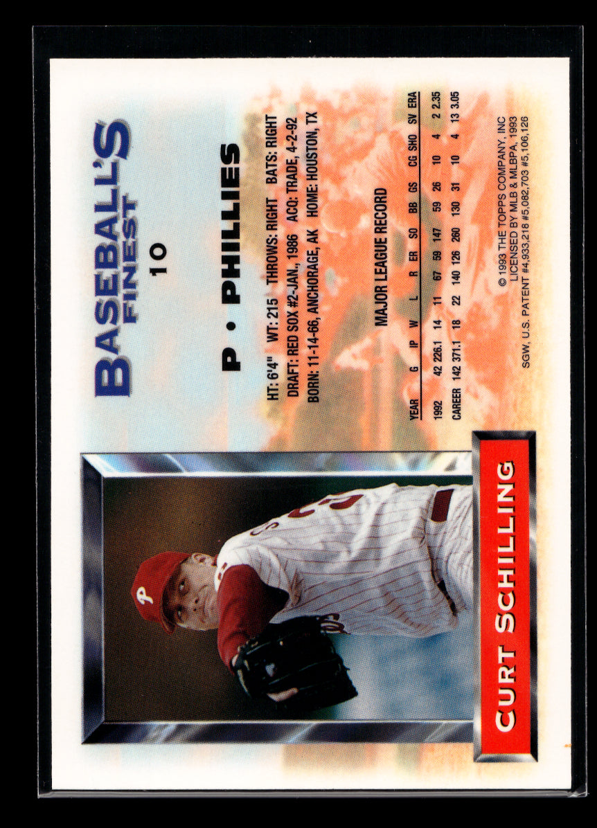 1993 Finest #10 Curt Schilling (Philadelphia Phillies)