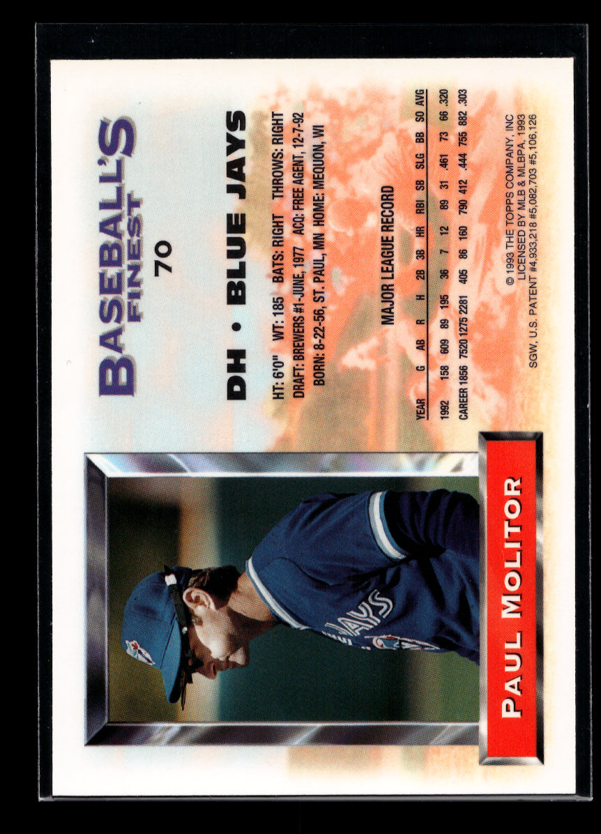 1993 Finest #70 Paul Molitor (Toronto Blue Jays)