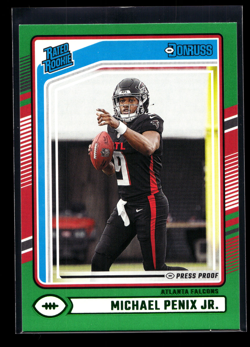 2024 Donruss Press Proof Green #308 Michael Penix Jr. Rated Rookie (Atlanta Falcons)