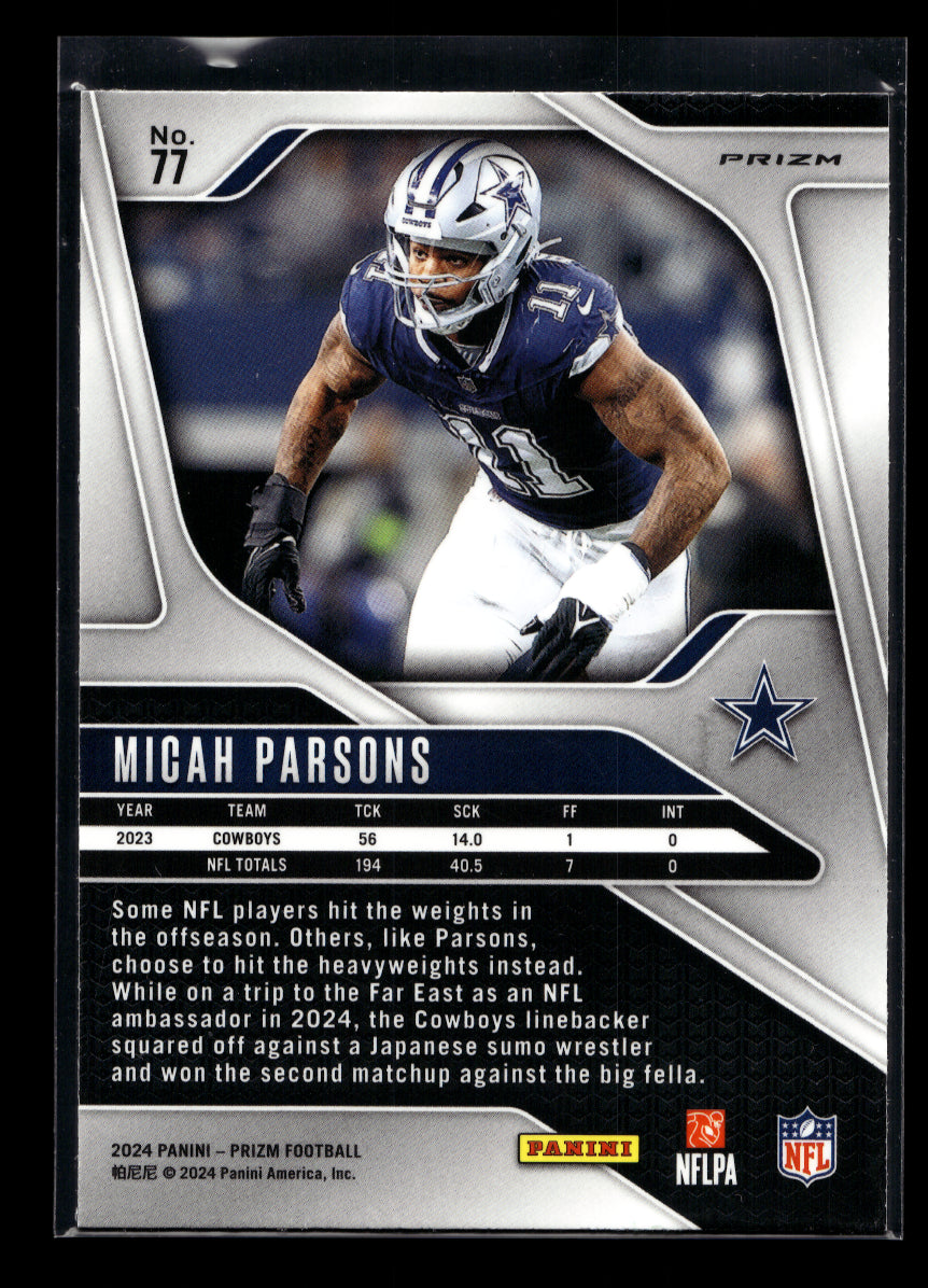 2024 Panini Prizm Prizms Neon Green Pulsar #77 Micah Parsons (Dallas Cowboys)