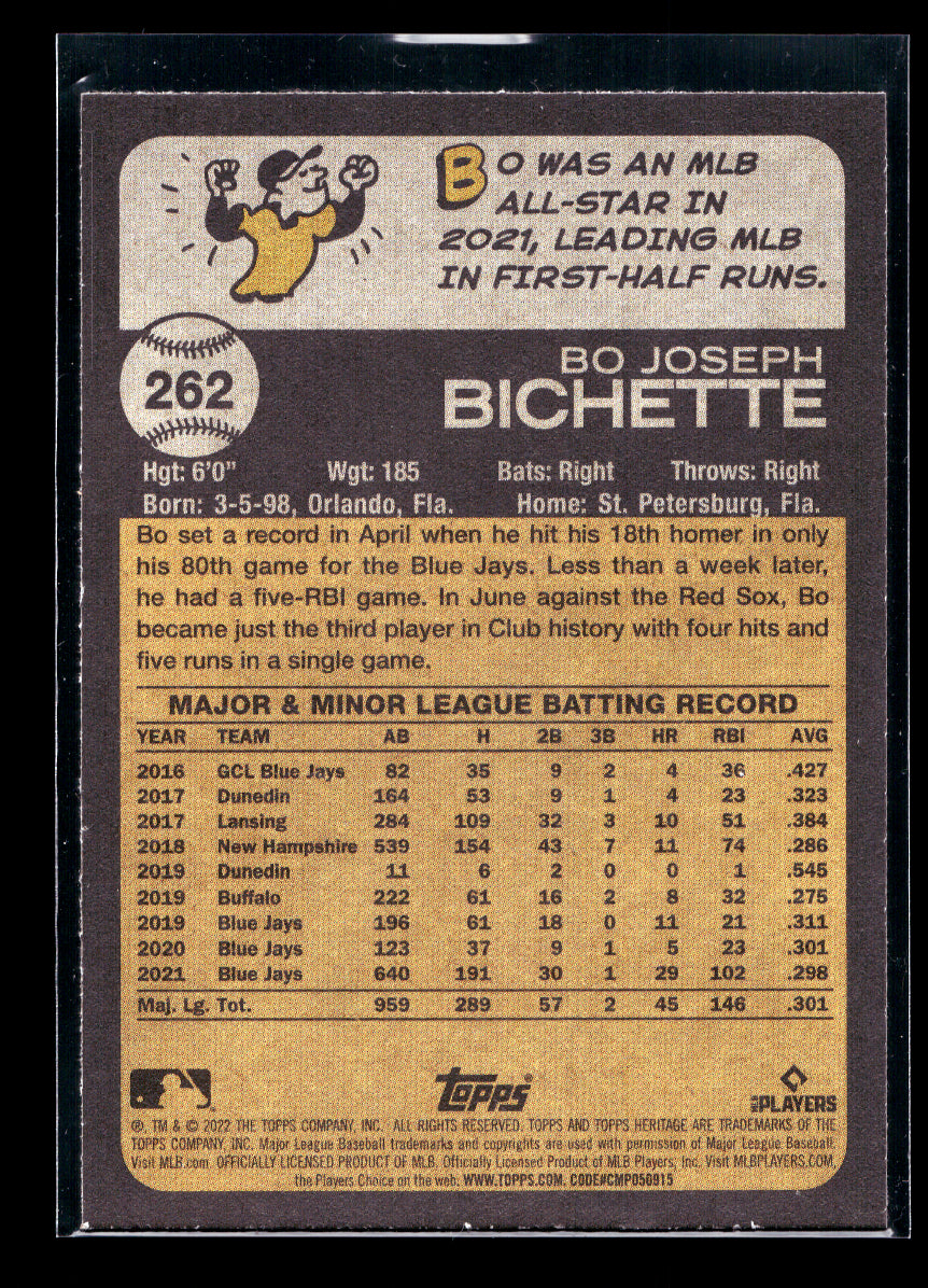 2022 Topps Heritage #262 Bo Bichette (Toronto Blue Jays)