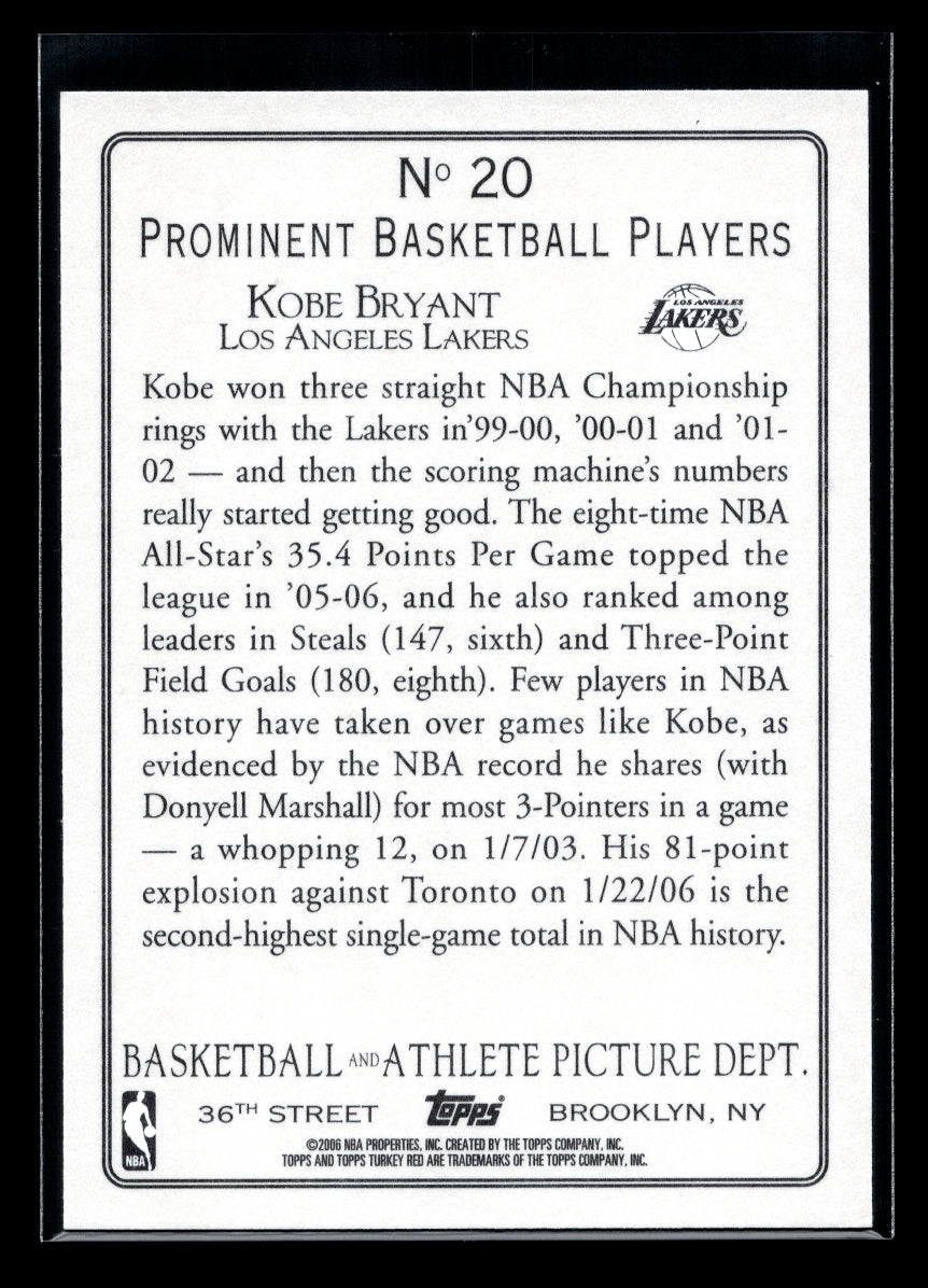 2006-07 Topps Turkey Red #20 Kobe Bryant(Los Angeles Lakers)