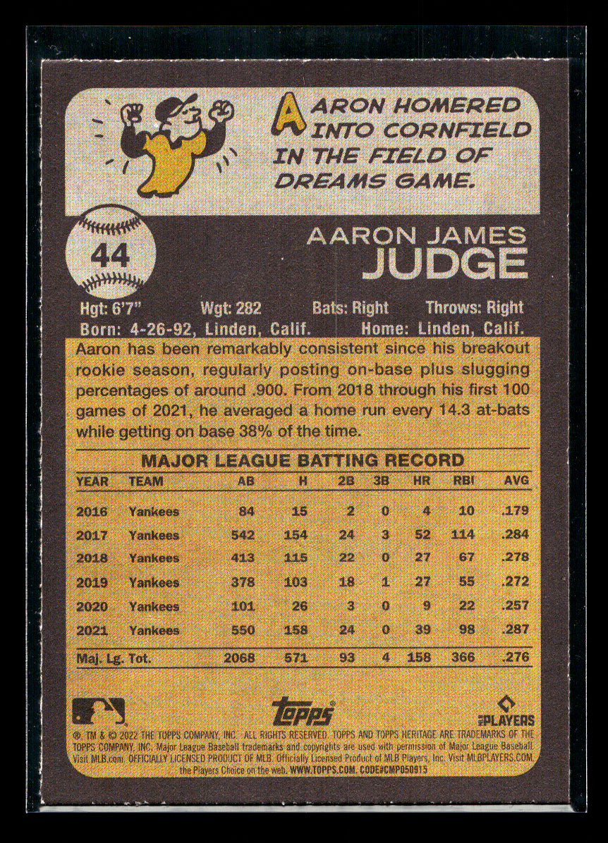2022 Topps Heritage #44 Aaron Judge (New York Yankees)