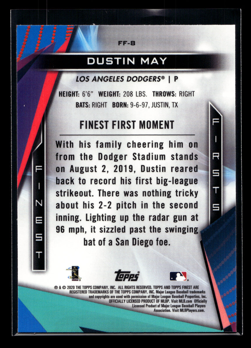 2020 Finest Firsts #FF8 Dustin May (Los Angeles Dodgers)