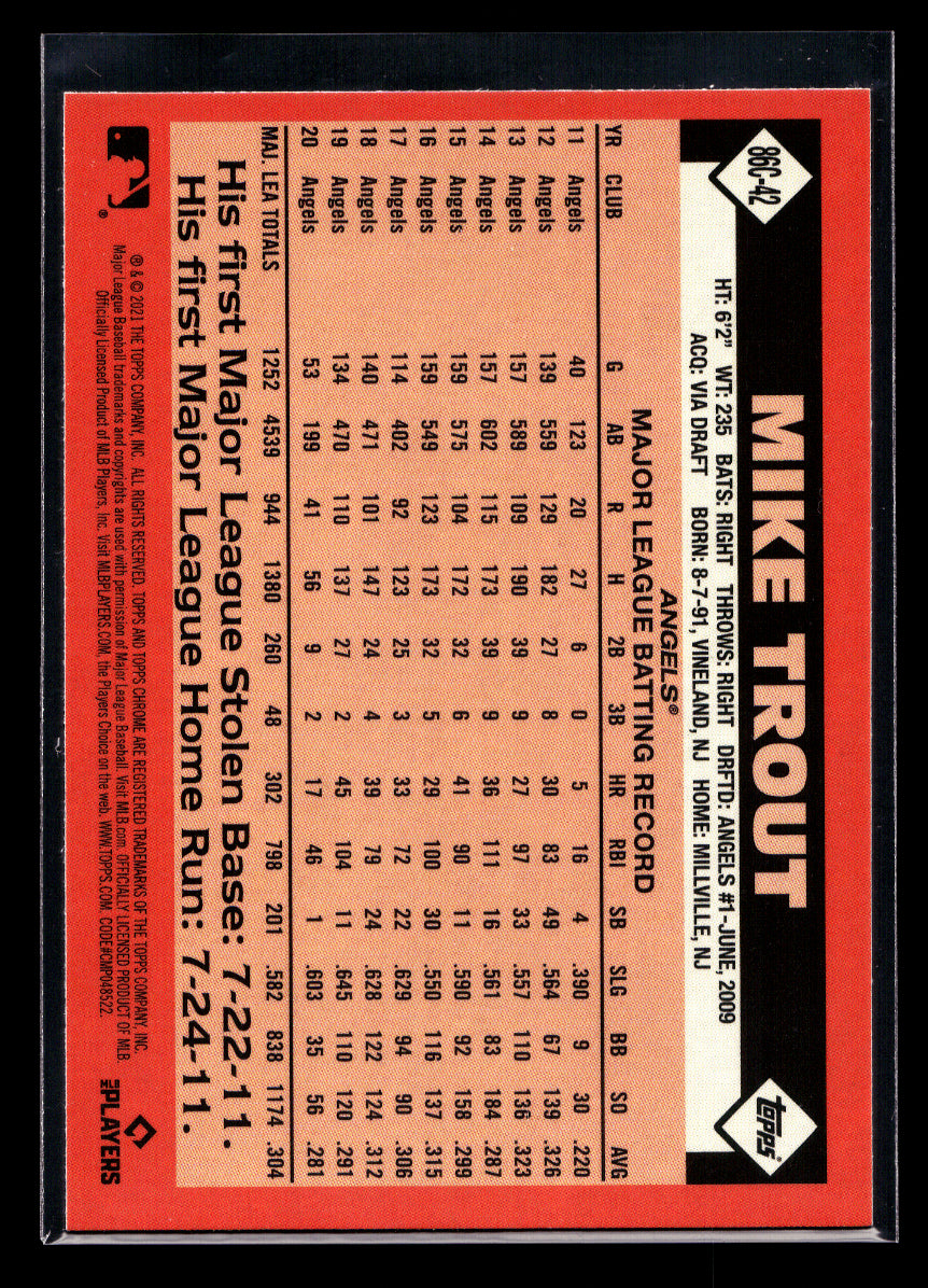 2021 Topps Update '86 Topps Silver Pack #86C42 Mike Trout (Los Angeles Angels)