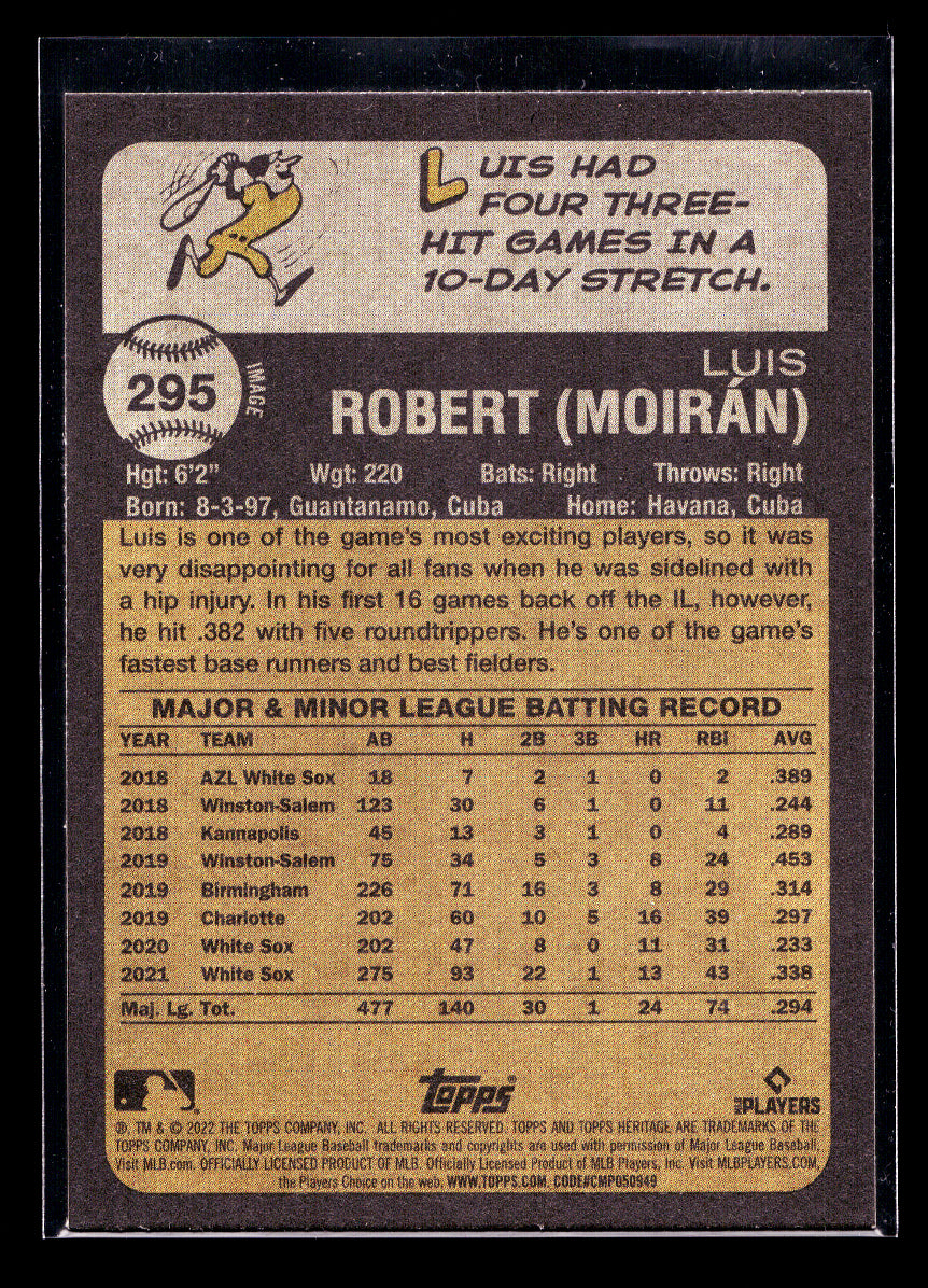 2022 Topps Heritage Image Variations #295 Luis Robert (Chicago White Sox)