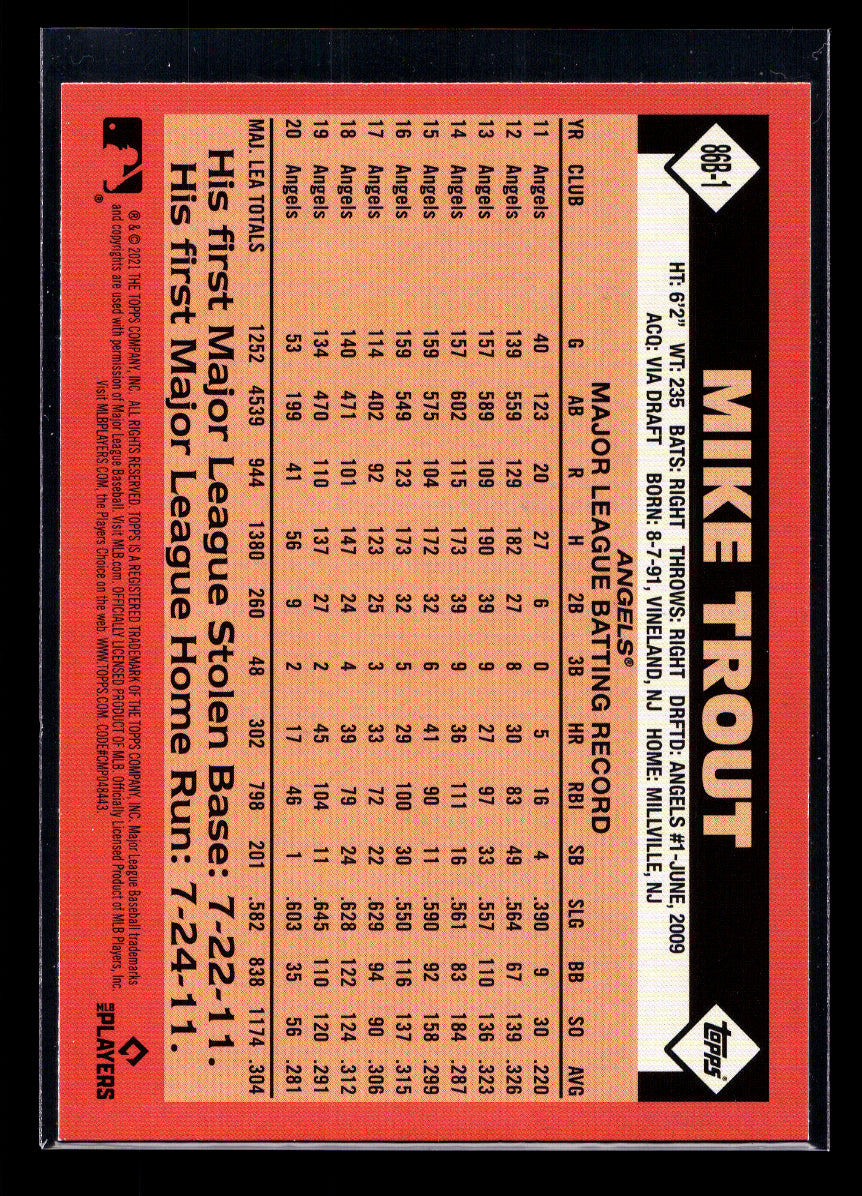 2021 Topps '86 Topps #86B1 Mike Trout (Los Angeles Angels)