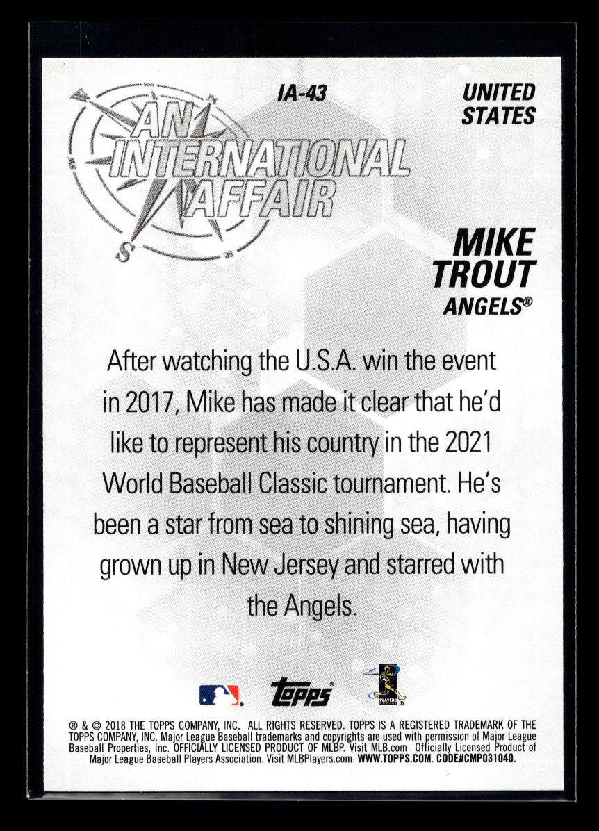 2018 Topps Update An International Affair #IA43 Mike Trout (Los Angeles Angels)