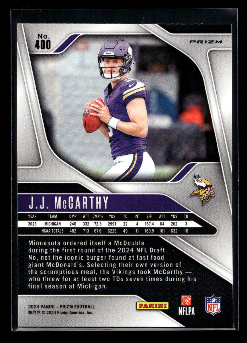 2024 Panini Prizm Prizms Neon Pulsar #400 JJ McCarthy (Minnesota Vikings)