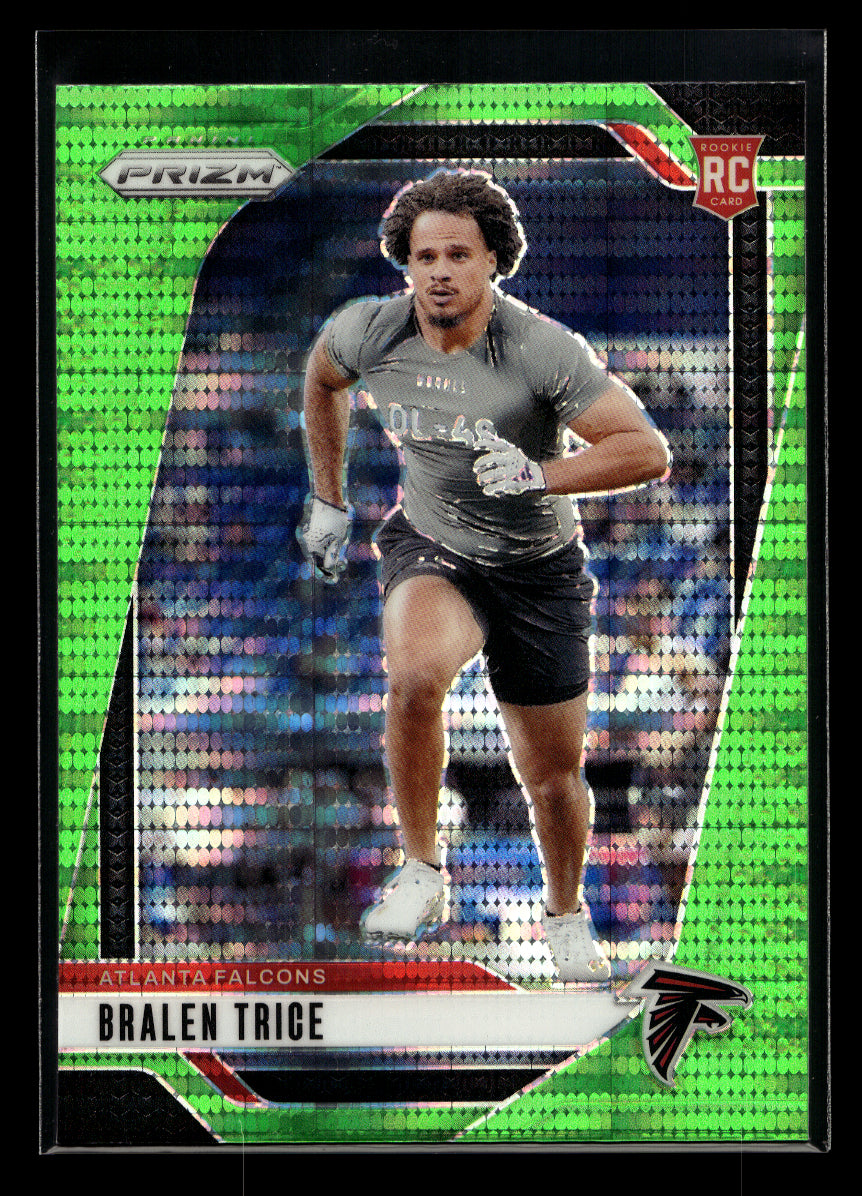 2024 Panini Prizm Prizms Neon Green Pulsar #312 Bralen Trice (Atlanta Falcons)