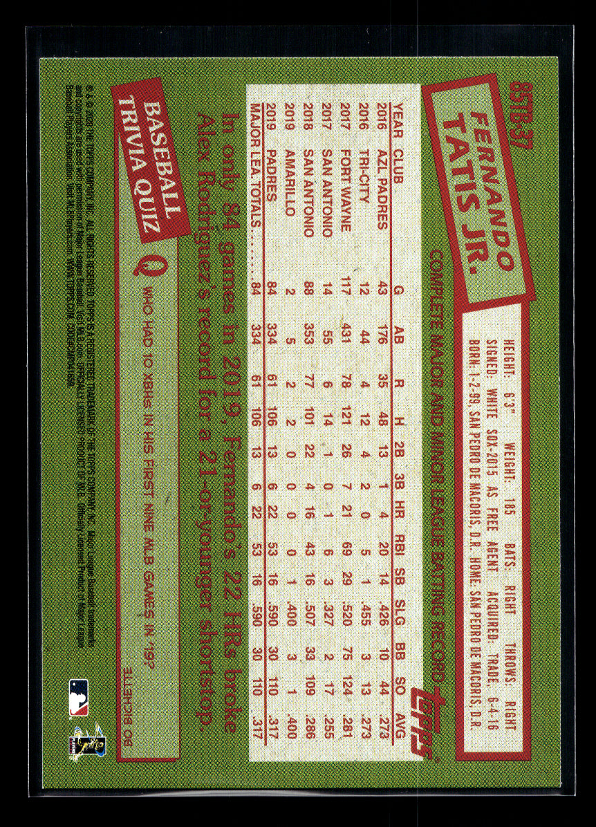 2020 Topps Update '85 Topps #85TB37 Fernando Tatis Jr. (San Diego Padres)