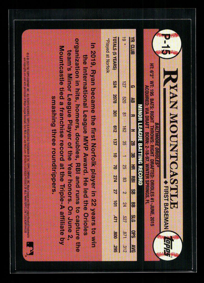 2020 Topps Update Prospects #P15 Ryan Mountcastle (Baltimore Orioles)