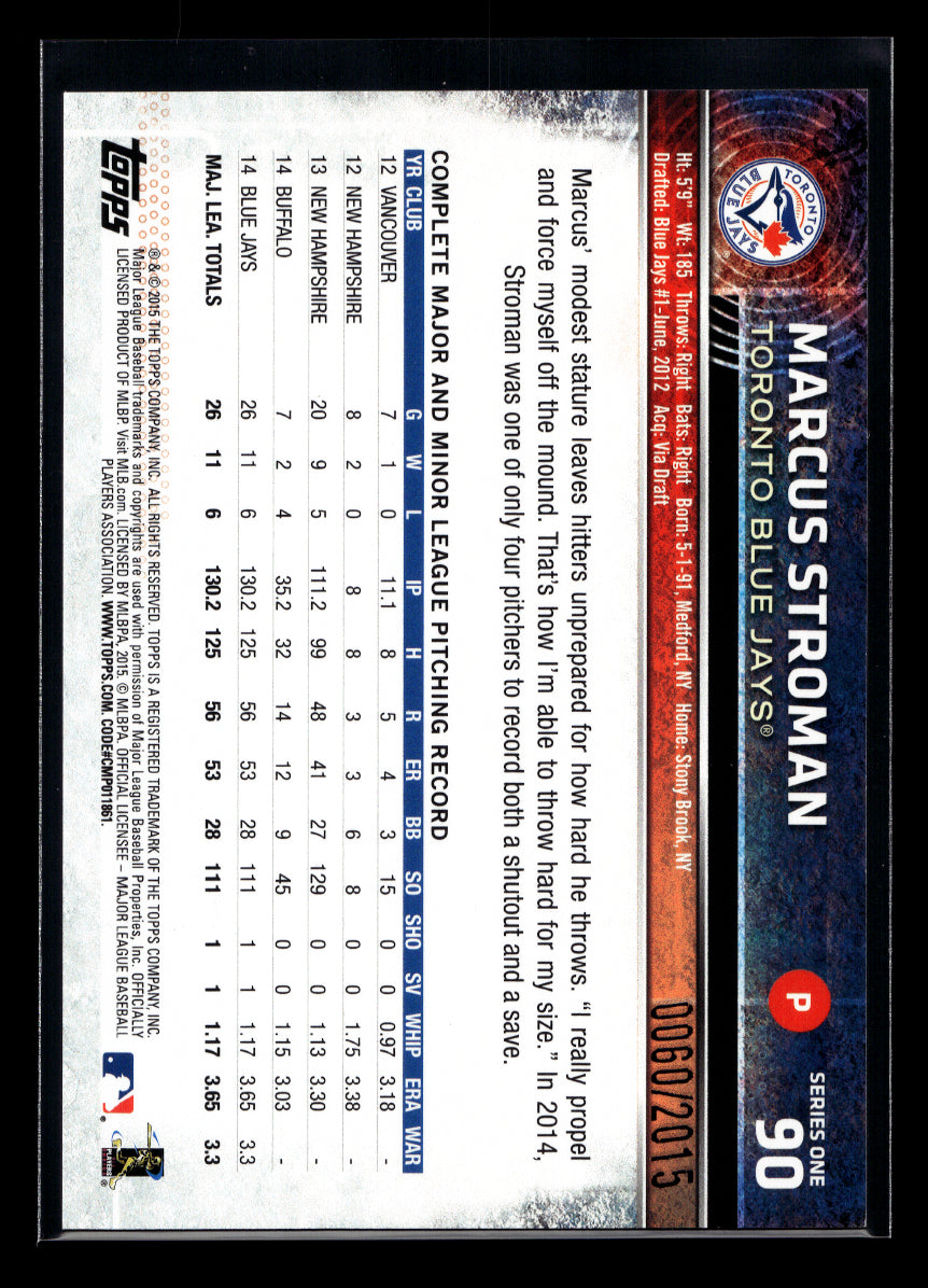 2015 Topps Gold #90 Marcus Stroman Future Stars (Toronto Blue Jays)