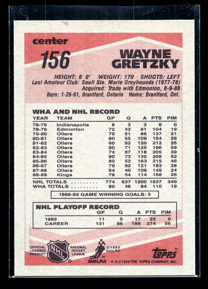1989-90 Topps #156 Wayne Gretzky (Los Angeles Kings)