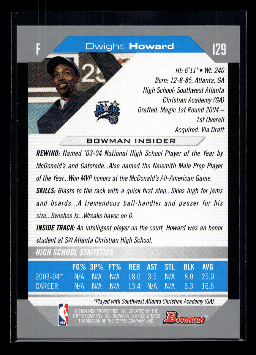 2004-05 Bowman #129 Dwight Howard Rookie (Orlando Magic)