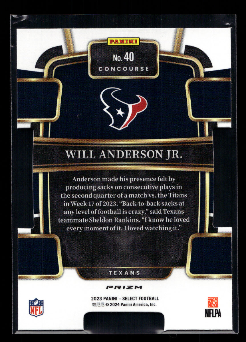 2023 Select Die Cut #40 Will Anderson Jr. (Houston Texans)