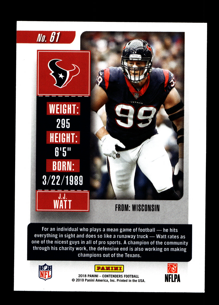 2018 Panini Contenders #61 J.J. Watt (Houston Texans)