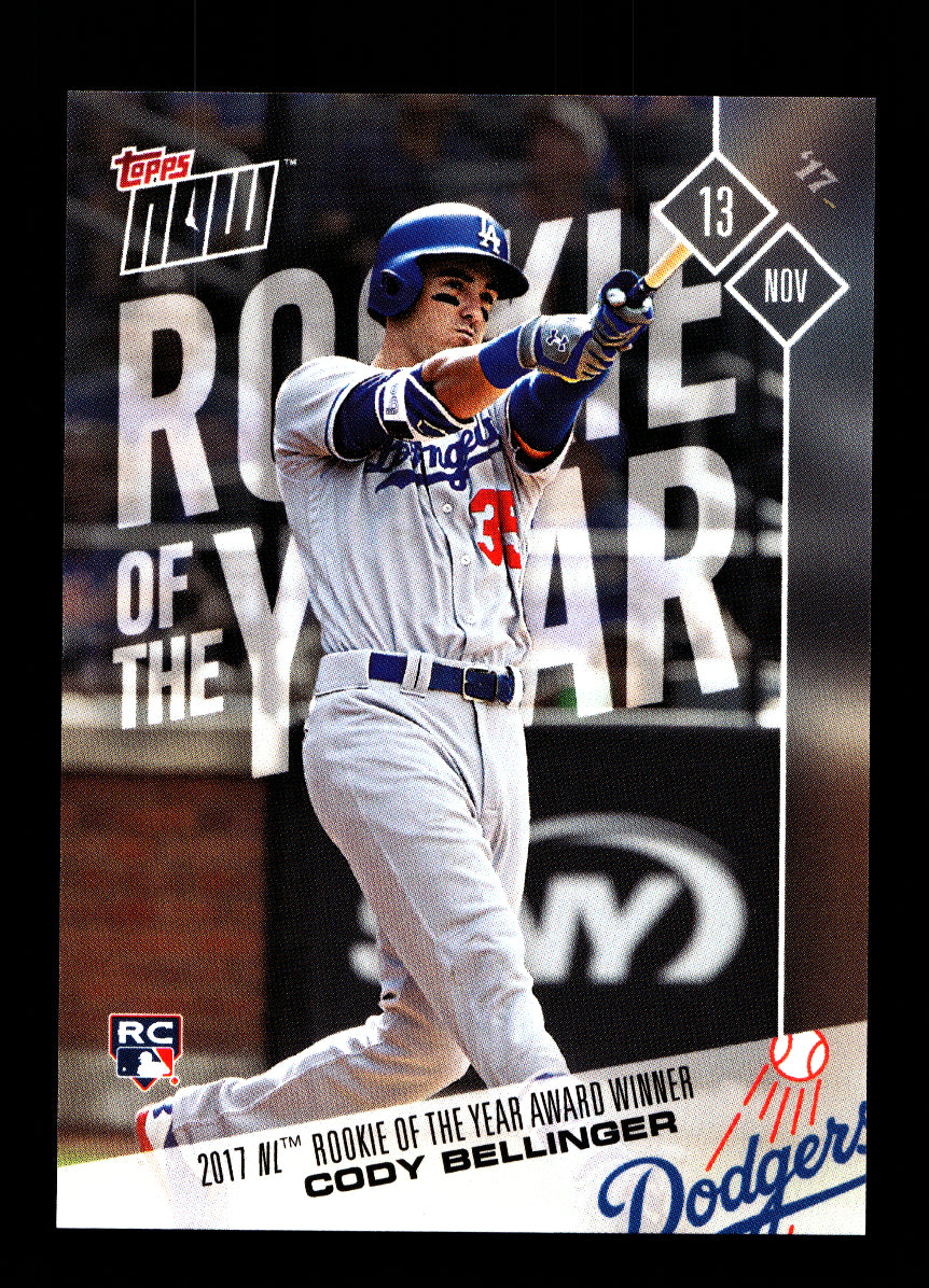 2017 Topps Now Offseason #OS65 Cody Bellinger #'d /2871 NL Rookie of the Year Winner (Los Angeles Dodgers)