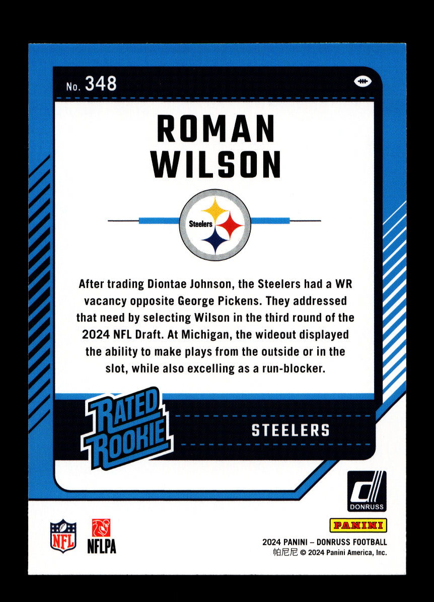 2024 Donruss #348 Roman Wilson Rated Rookie (Pittsburgh Steelers)