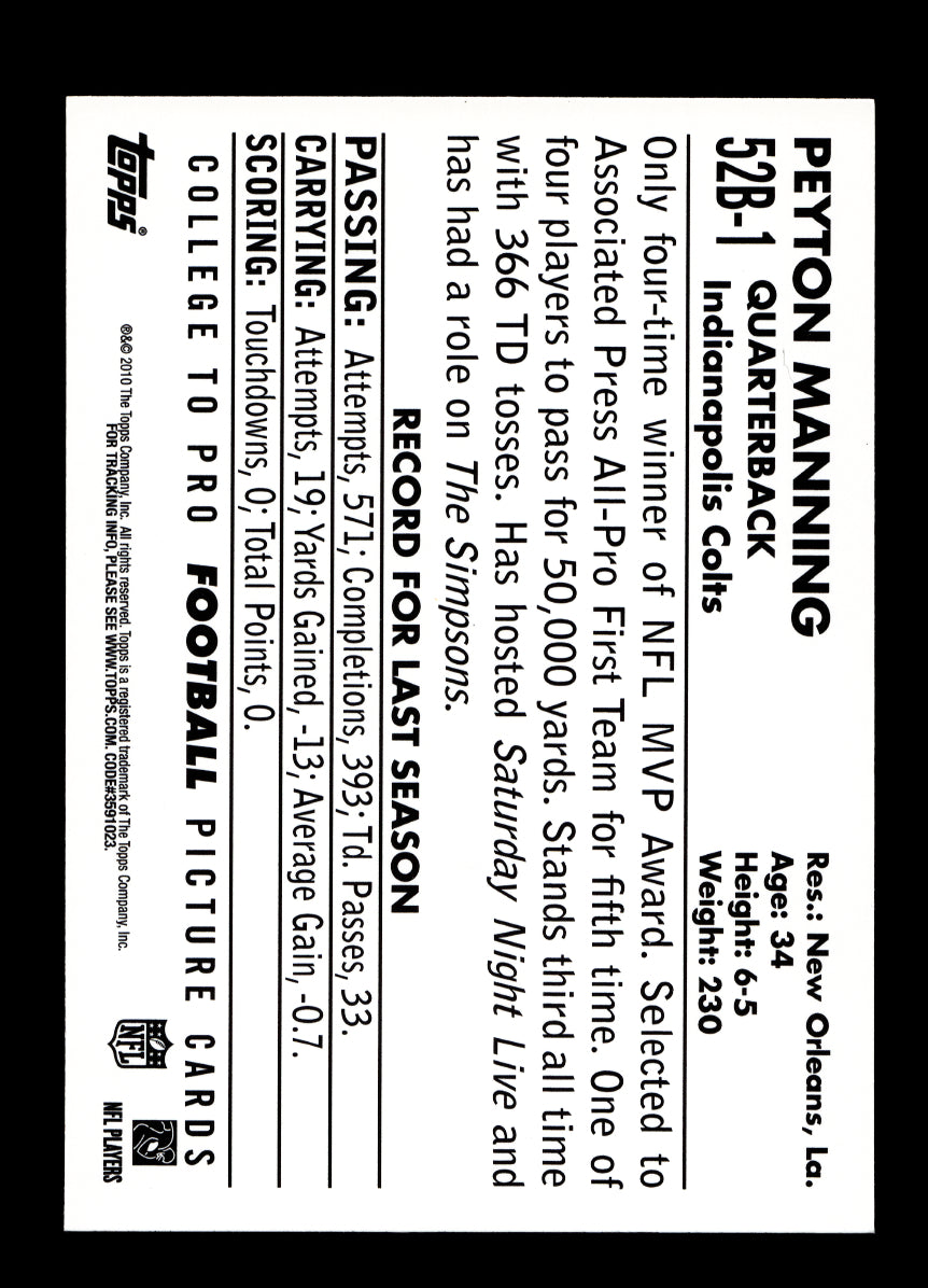 2010 Topps 1952 Bowman #52B1 Peyton Manning (Colts)