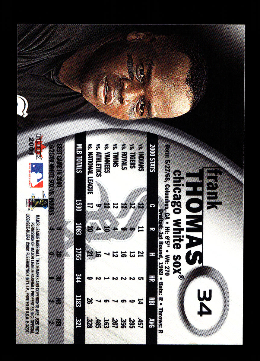 2001 E-X #34 Frank Thomas (Chicago White Sox)