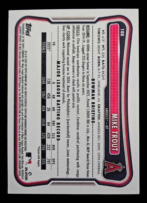 2026 Bowman #100 Mike Trout (Los Angeles Angels)