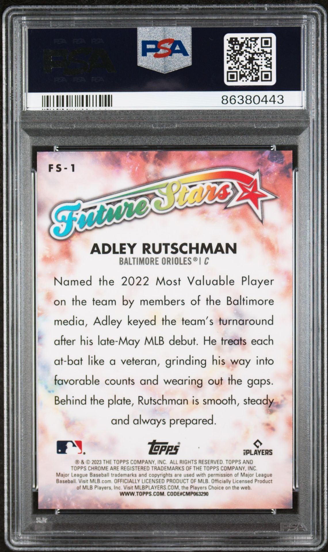 2023 Topps Chrome Logofractor Edition Future Stars #FS1 Adley Rutschman Blue #'d 42/150 (Orioles) PSA 10 Gem Mint