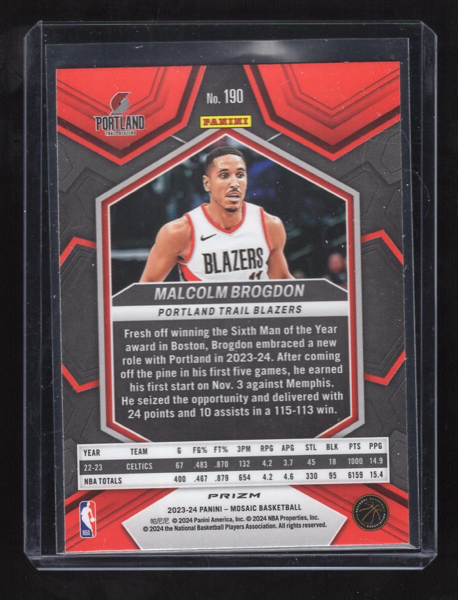 2023-24 Panini Mosaic "Mosaic" #190 Malcolm Brogdon (Portland Trail Blazers)
