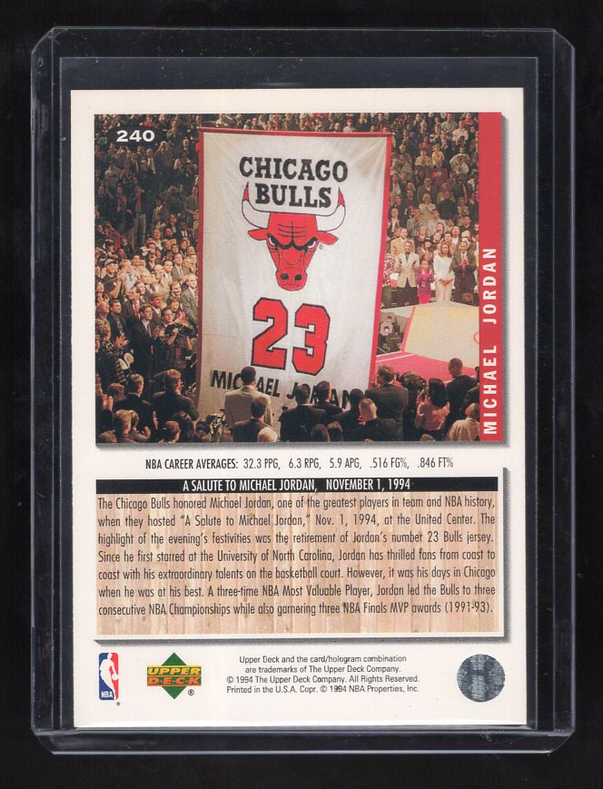 1994-95 Collector's Choice Silver Signature #240 Michael Jordan (Chicago Bulls)