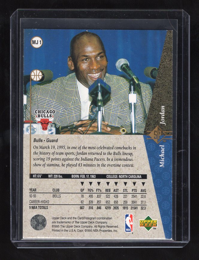 1994-95 SP #MJ1S Michael Jordan Silver (Chicago Bulls)