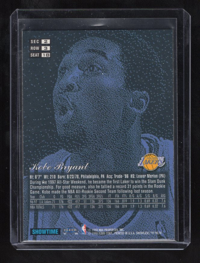 1997-98 Flair Showcase Row 2 #18 Kobe Bryant (Los Angeles Lakers)