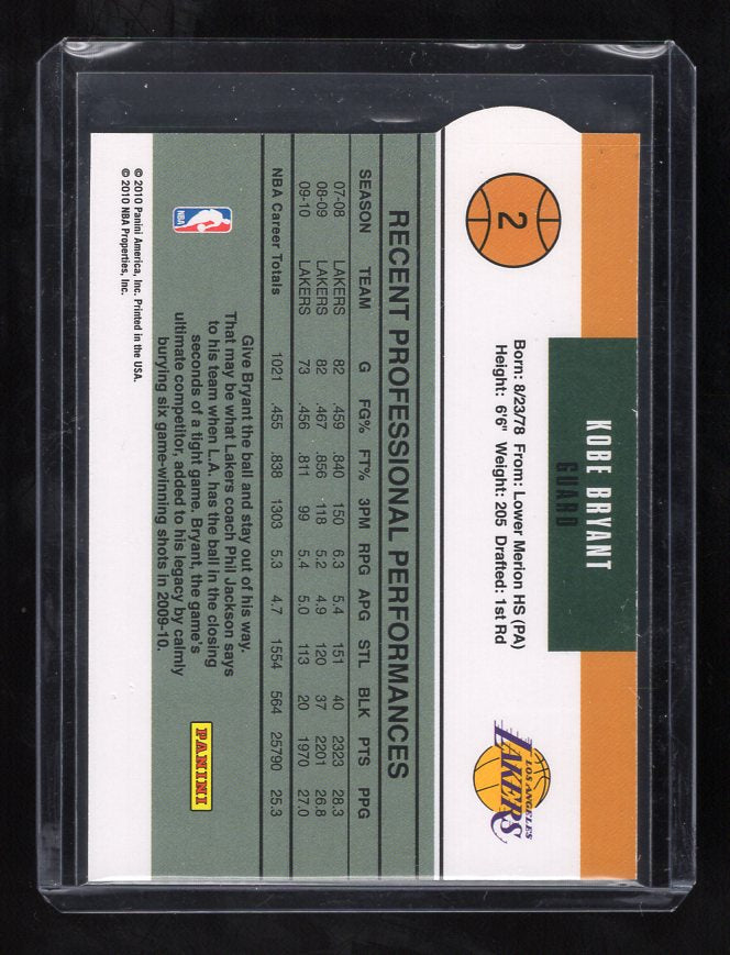 2010-11 Donruss Gamers Die Cuts Emerald #2 Kobe Bryant (Los Angeles Lakers)
