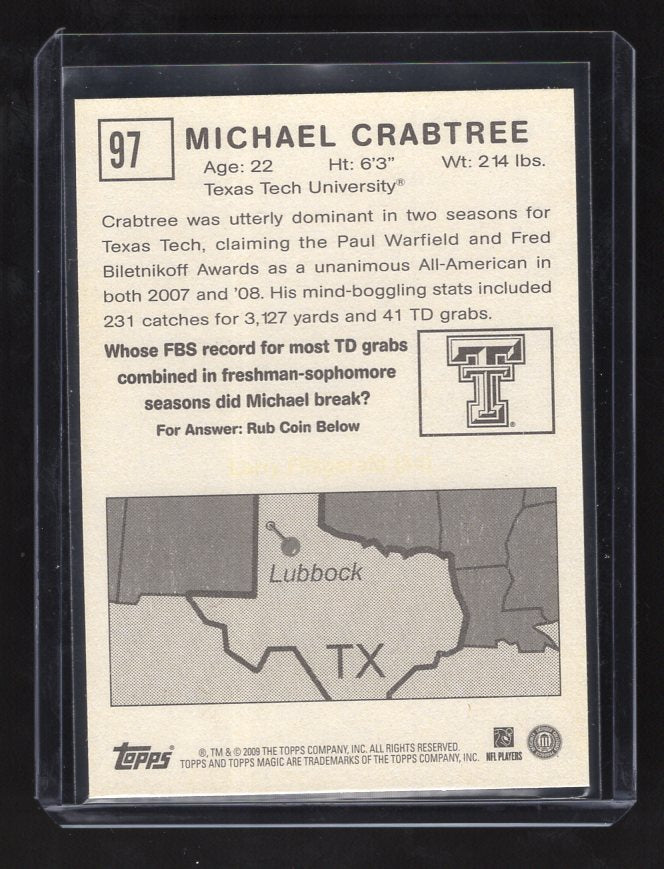 2009 Topps Magic #97 Michael Crabtree Rookie (San Francisco 49ers)