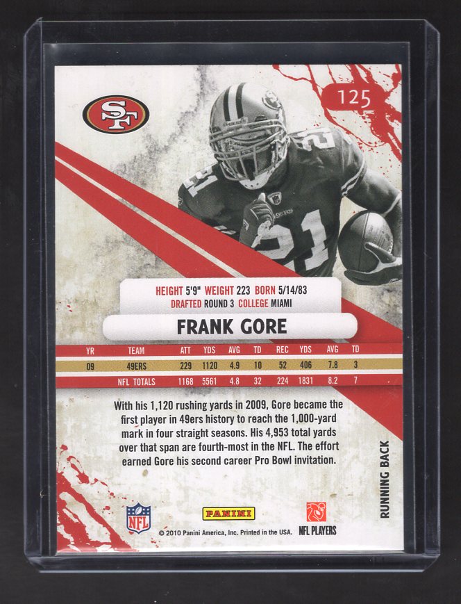 2010 Rookies and Stars #125 Frank Gore (San Francisco 49ers)