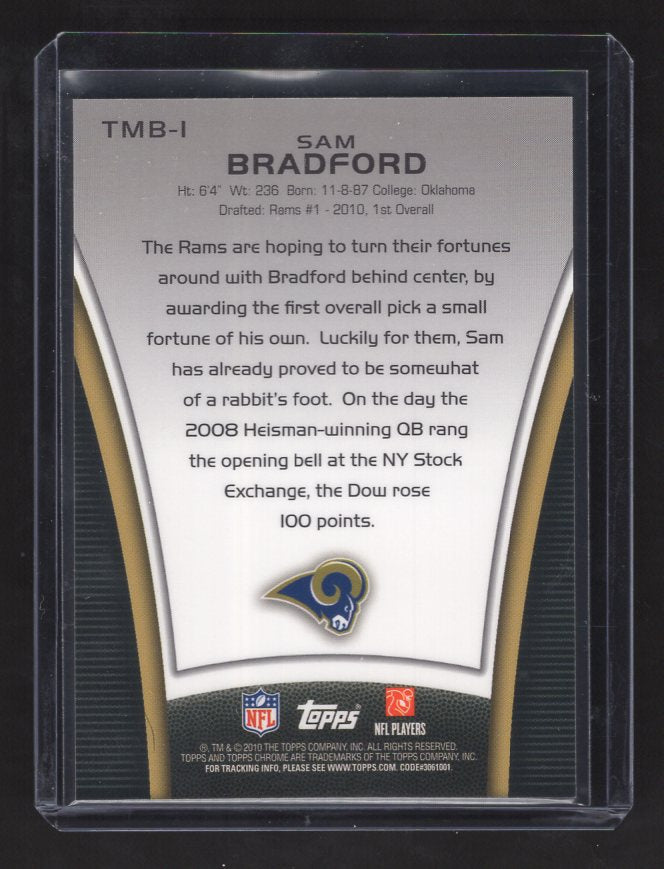 2010 Topps Chrome Retail Exclusive Rookie Refractors #TMB1 Sam Bradford (Rams)