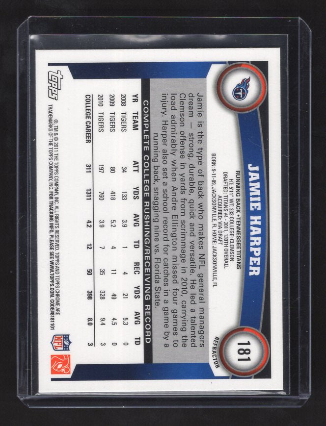 2011 Topps Chrome Orange Refractors #181 Jamie Harper (Tennessee Titans)