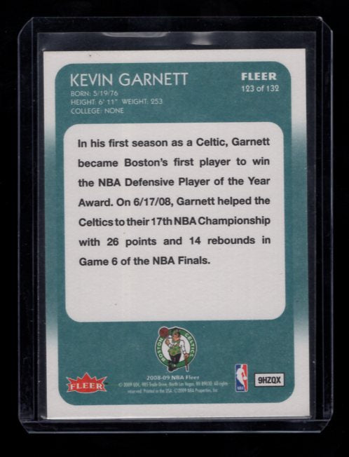 2008-09 Fleer 1988-89 #123 Kevin Garnett All-Star (Boston Celtics)