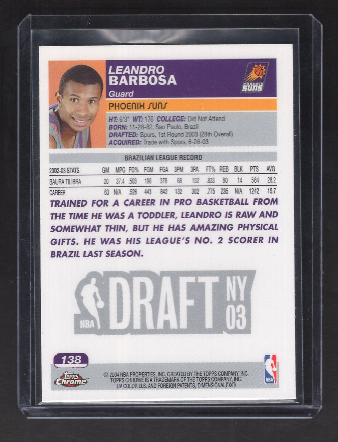 2003-04 Topps Chrome #138 Leandro Barbosa Rookie (Phoenix Suns)