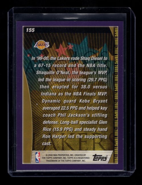 2000-01 Topps #155 Team Championship (Los Angeles Lakers) Kobe / Shaq