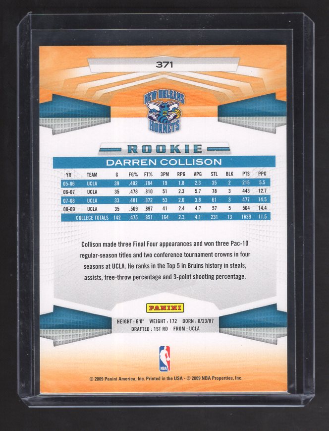 2009-10 Panini #371 Darren Collison Rookie (New Orleans Hornets)