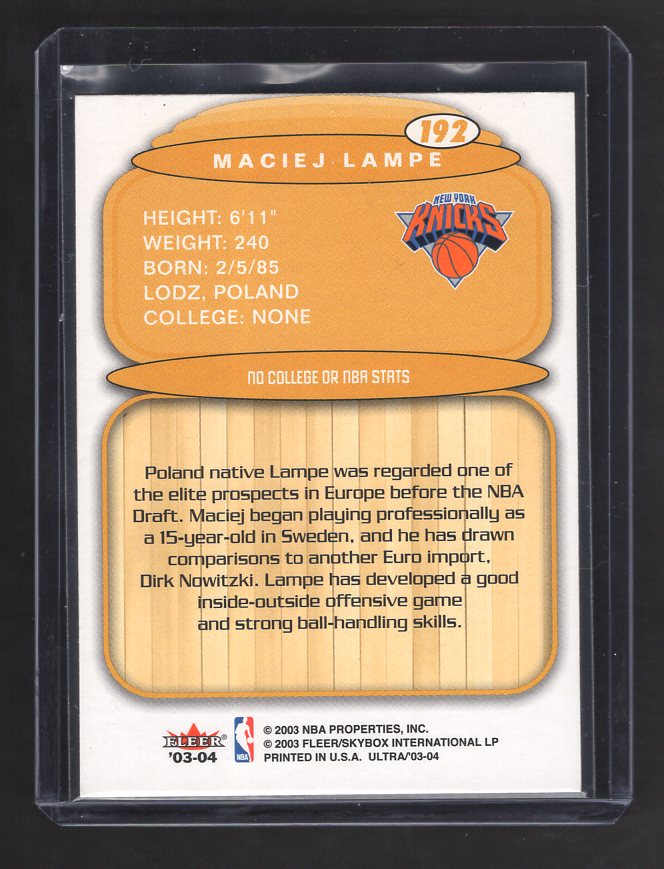 2003-04 Ultra #192 Maciej Lampe Rookie (New York Knicks)