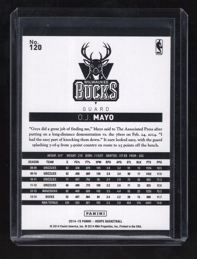 2014-15 Hoops Gold #120 O.J. Mayo (Milwaukee Bucks)