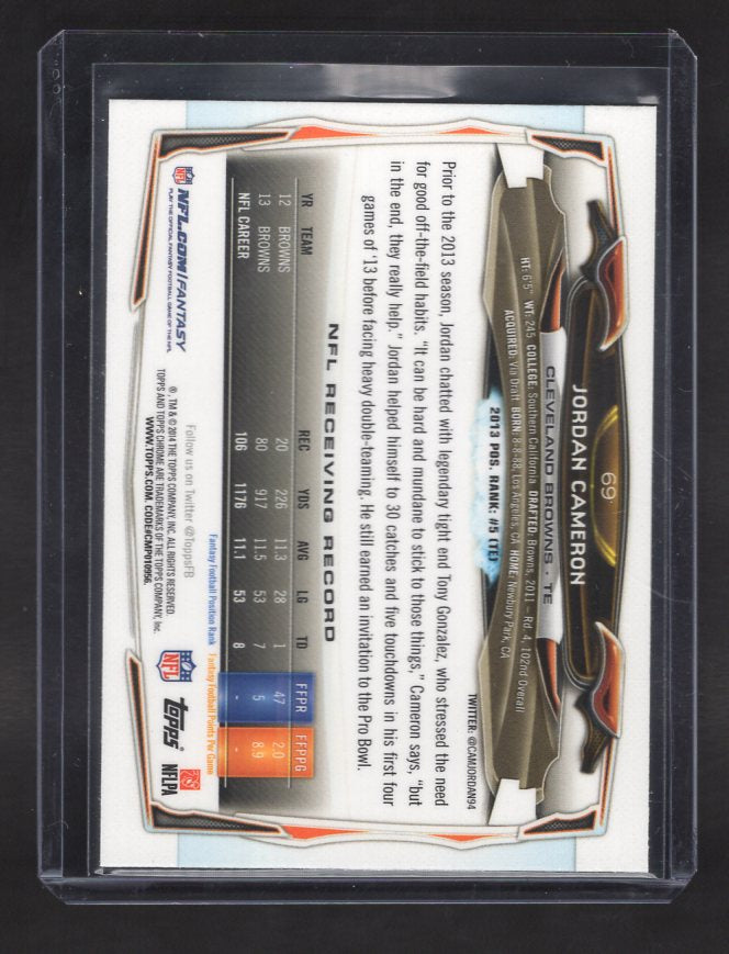 2014 Topps Chrome Refractors #69 Jordan Cameron (Cleveland Browns)