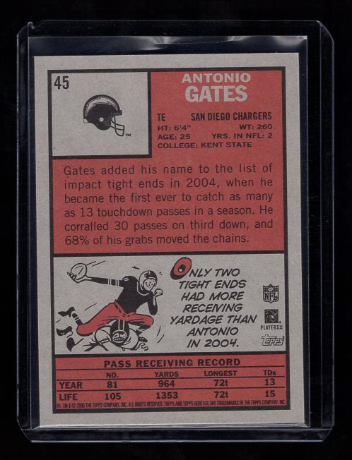 2005 Topps Heritage #45 Antonio Gates (San Diego Chargers)